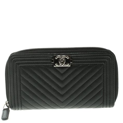 chanel boy zip wallet|Chanel black boyfriend bag.